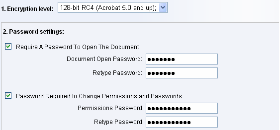 PDF documents encryption